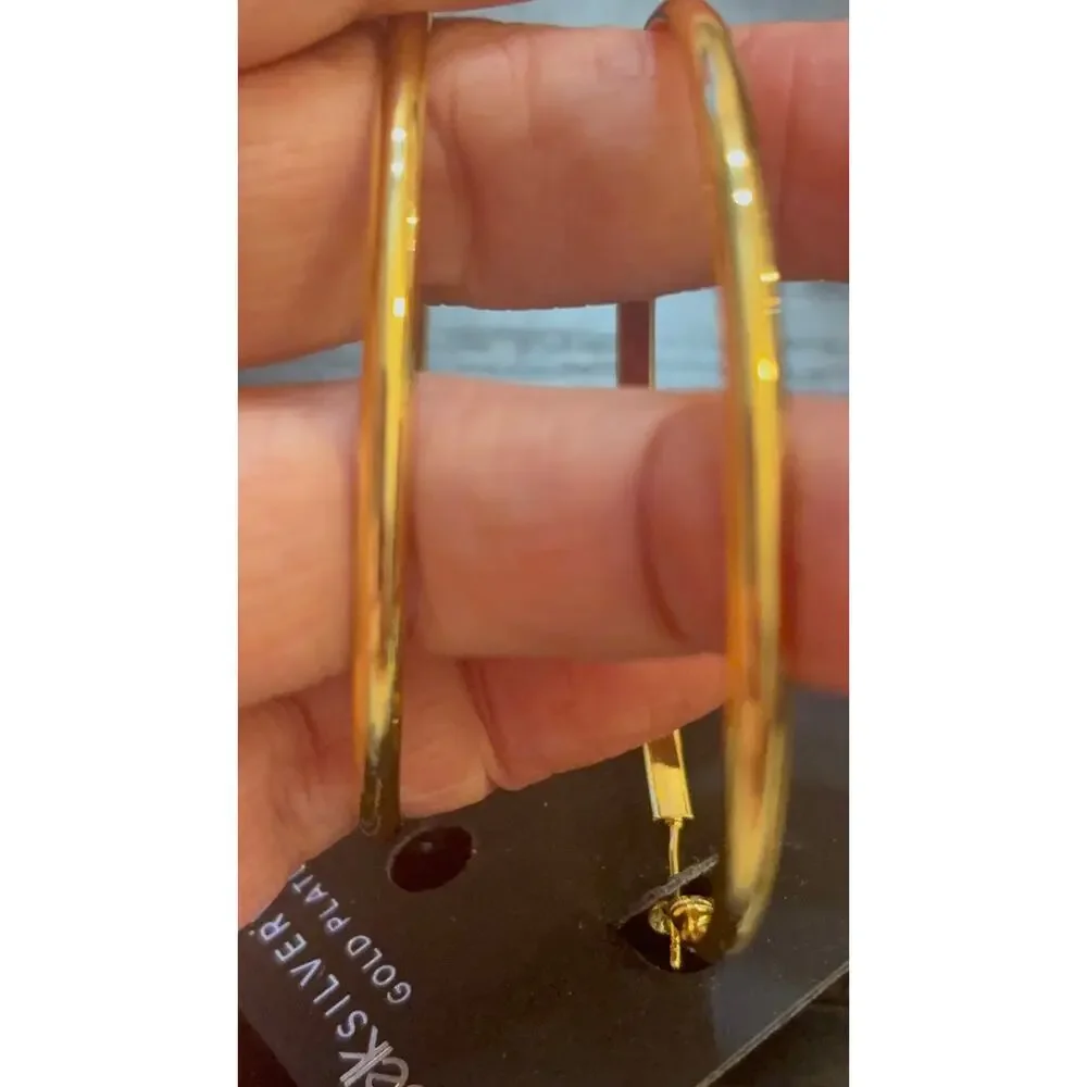 NWT Belk Silverworks Gold Plated Large Hoop Earrings